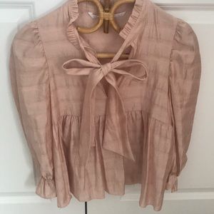 Zara Trafaluc collection blush flowy blouse